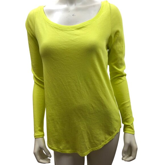 Polo Ralph Lauren Neon Yellow‎ Long Sleeve Scoop Neck Top MD NWT - Picture 2 of 7
